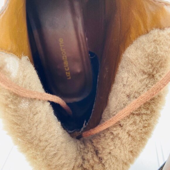 Liz Claiborne Lace Up Boots Wool Lined Brown Leather 7.5 Tyrolian - Picture 5 of 7